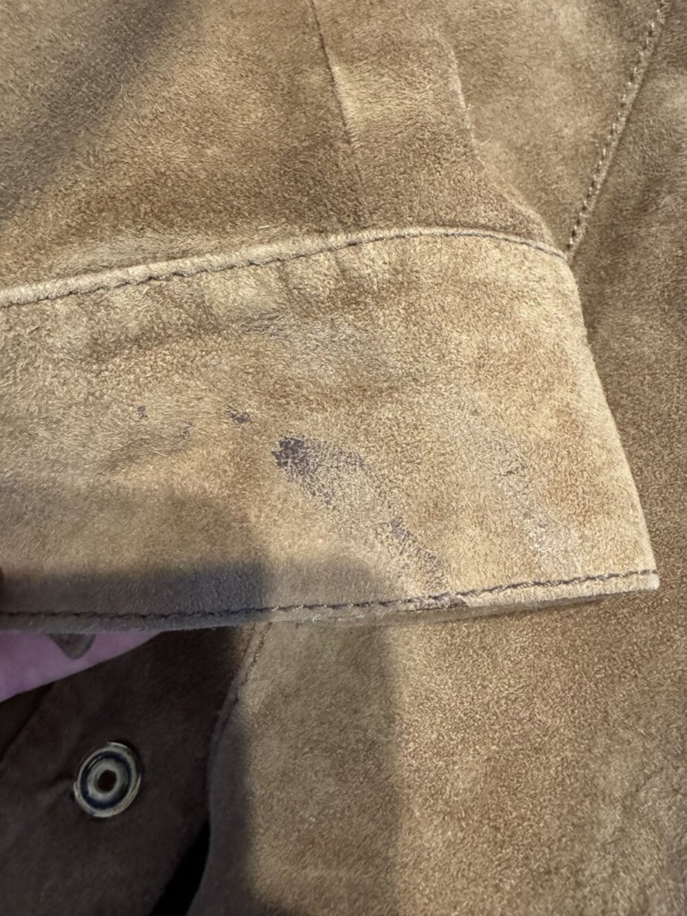 Rena Lange Jeans Brown Leather Suede Button Front Jacket Women's Size S/M - Picture 8 of 8